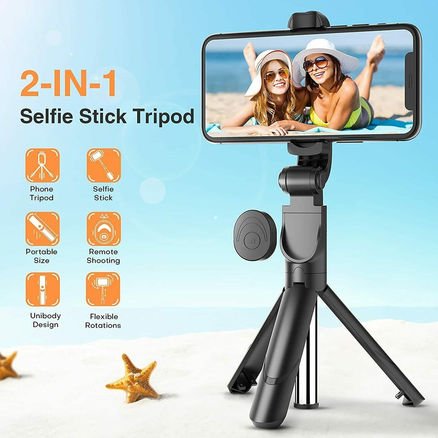 Telescopic Selfie Stick 2.0 Bluetooth Tripod Monopod Phone Holder