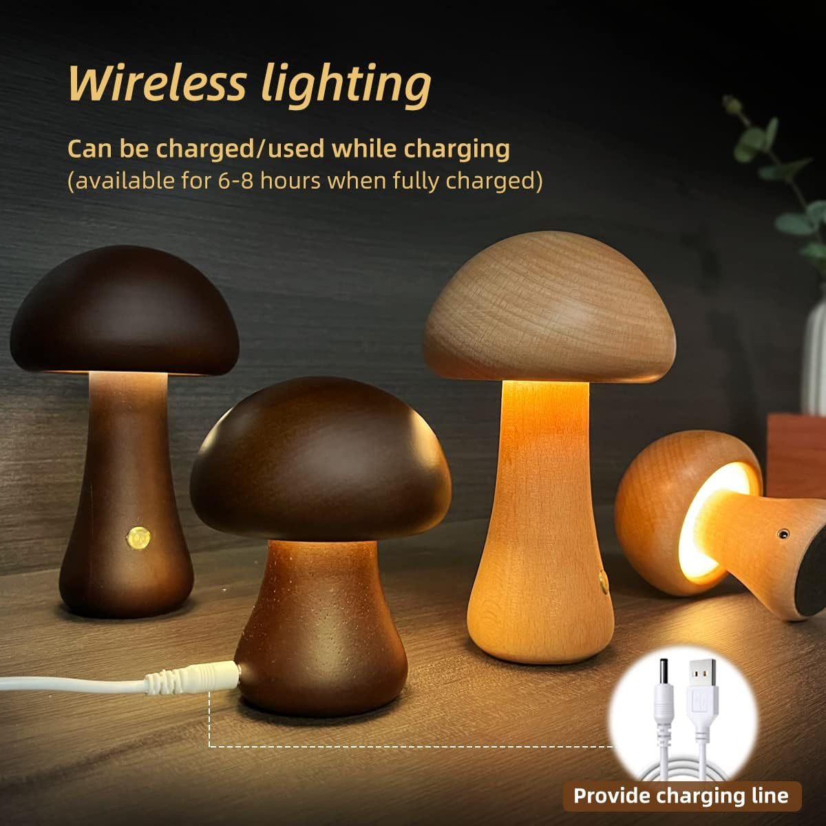 Wooden Mushroom LED light 2.0